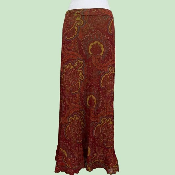 y2k paisley quirky boho granola mesh maxi skirt - Picture 1 of 8